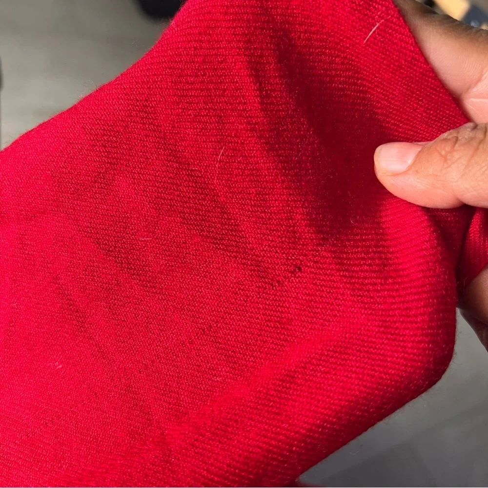 Vibrant Red Scarf Wrap 100-% wool It‎ has small holes,but they are very small.